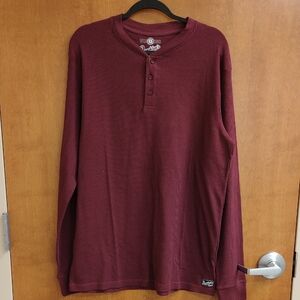 Brooklyn's Best Waffle Knit Burgundy Henley Shirt